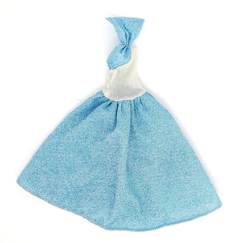 Vintage Sparkly Light Blue Glitter‎ Evening Gown Dress 11.5" Fashion Doll